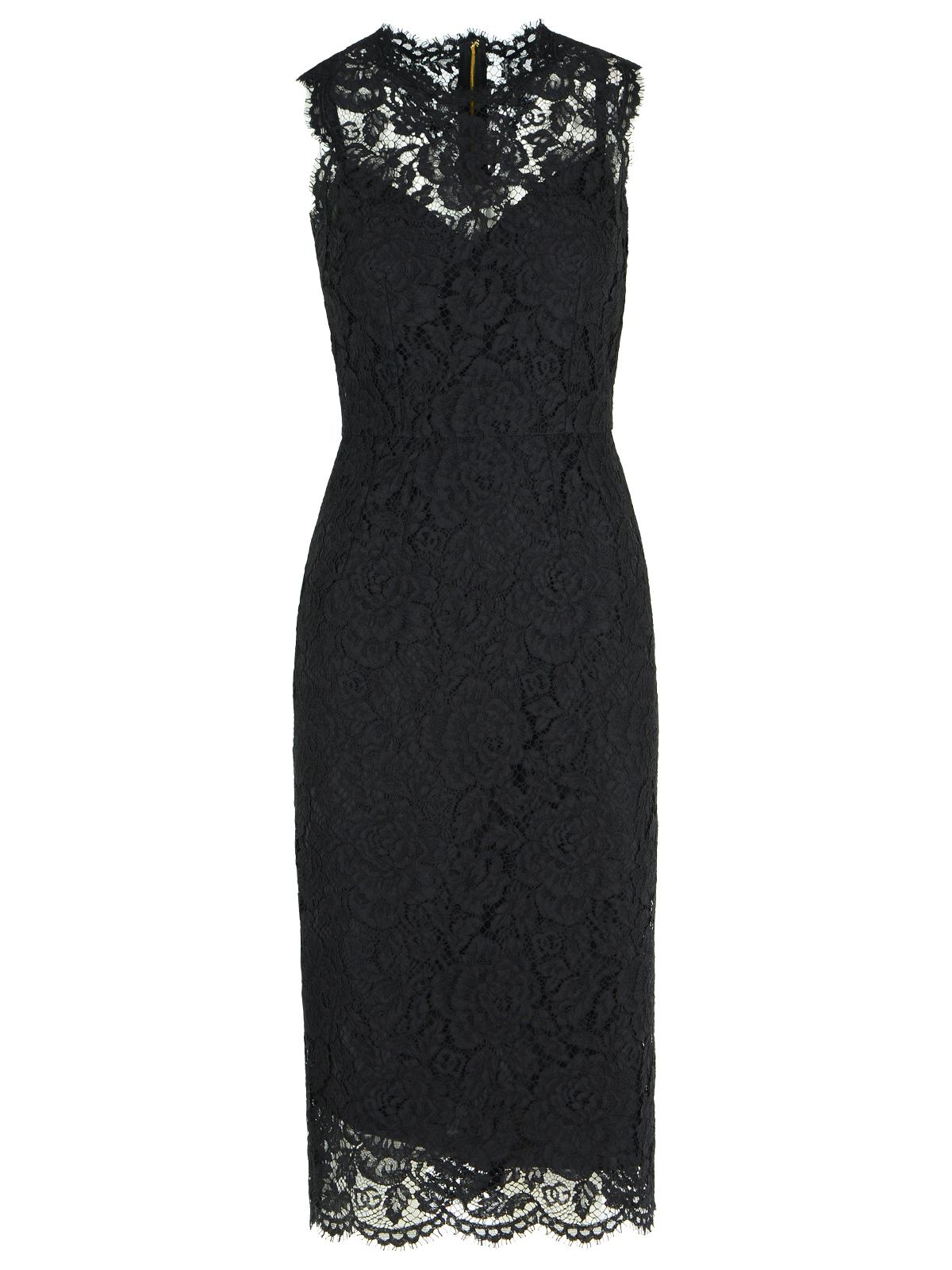 Dolce & Gabbana 'Longuette' Black Stretch Lace Dress Women