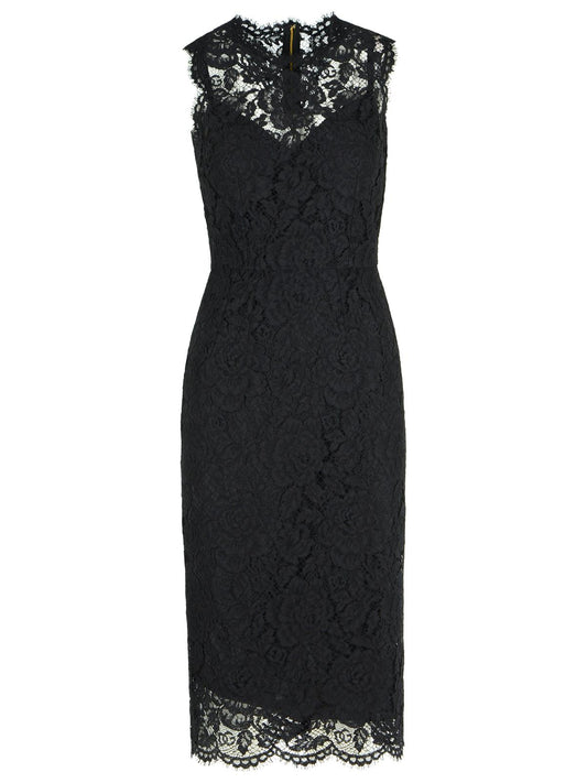 Dolce & Gabbana 'Longuette' Black Stretch Lace Dress Women