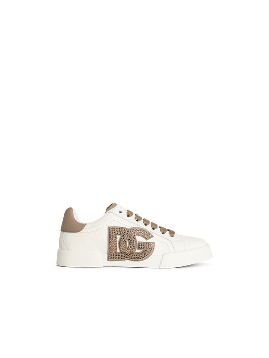 Dolce & Gabbana 'Portofino' White Calf Leather Sneakers Women