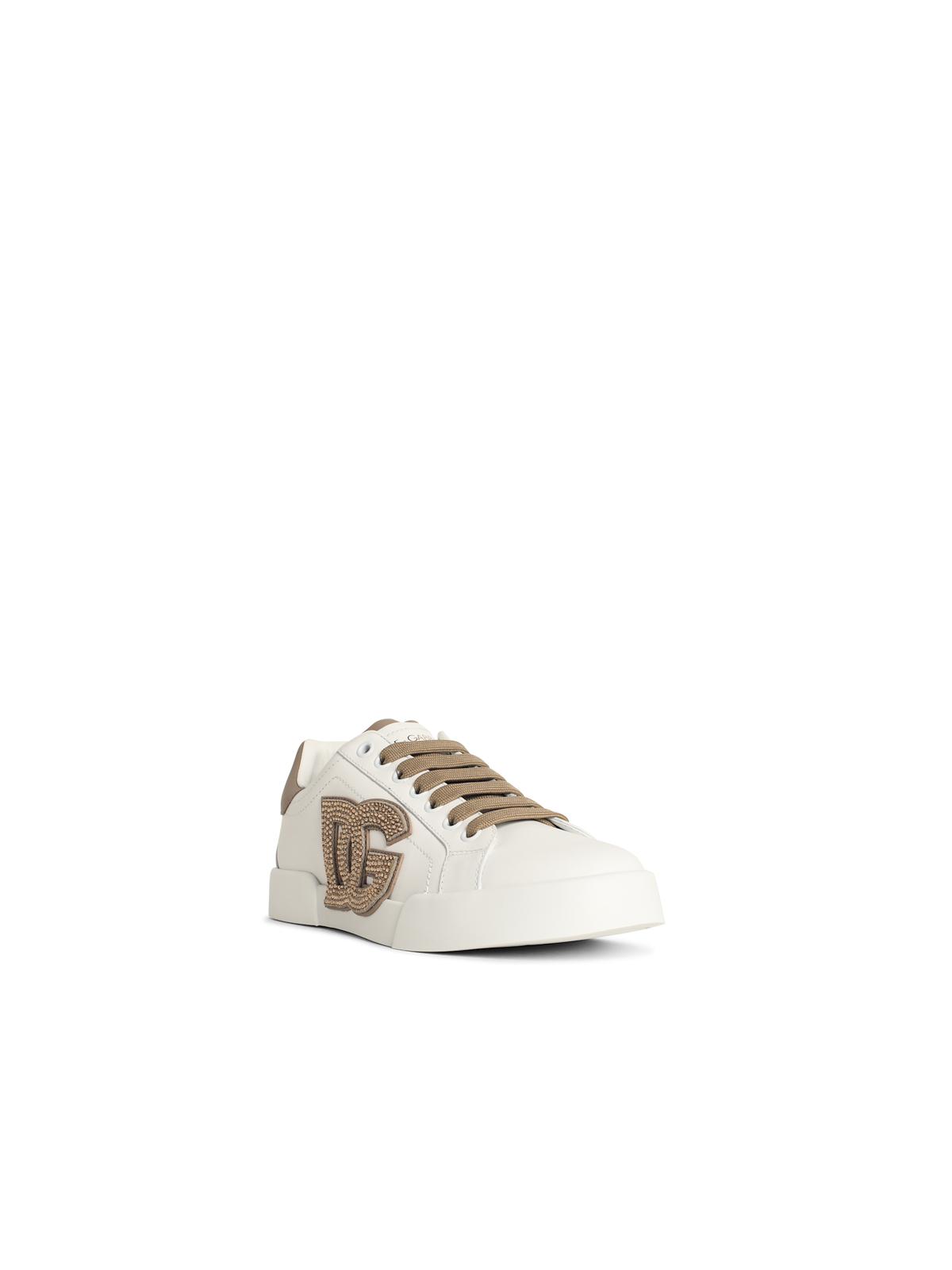 Dolce & Gabbana 'Portofino' White Calf Leather Sneakers Women