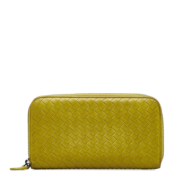 Bottega Veneta  Intrecciato Long Wallet in Leather Yellow Ladies