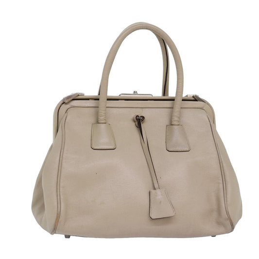 PRADA Hand Bag Leather Beige  77082