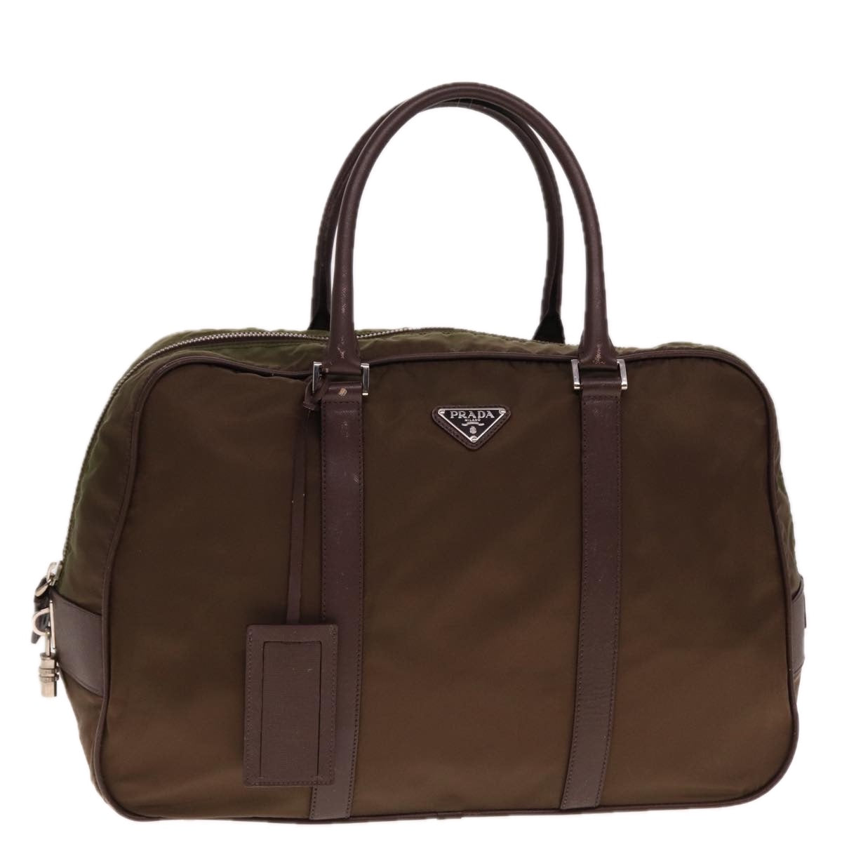 PRADA Boston Bag Nylon Khaki  77083