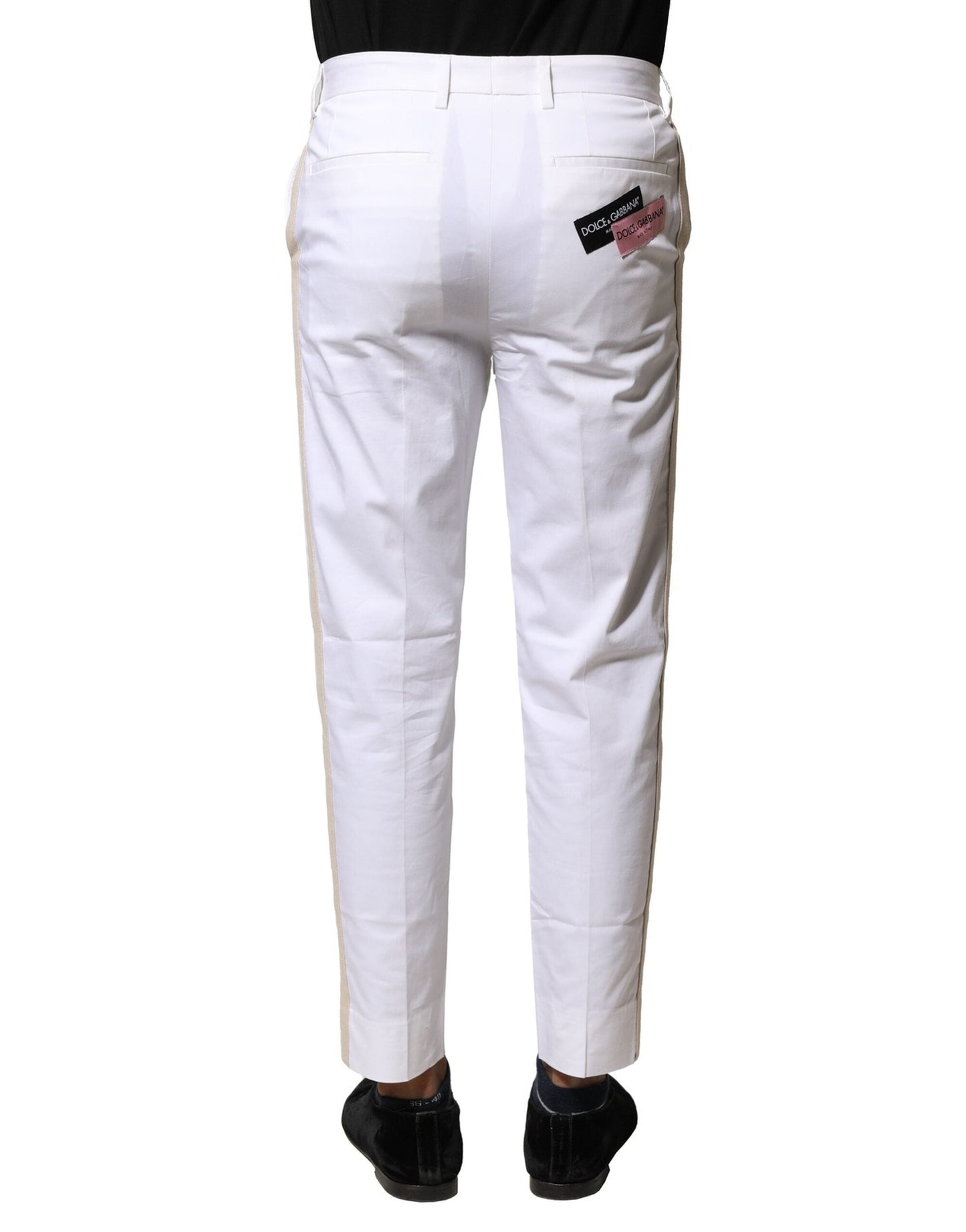 Dolce & Gabbana White Cotton Straight Logo Men Men's Pants