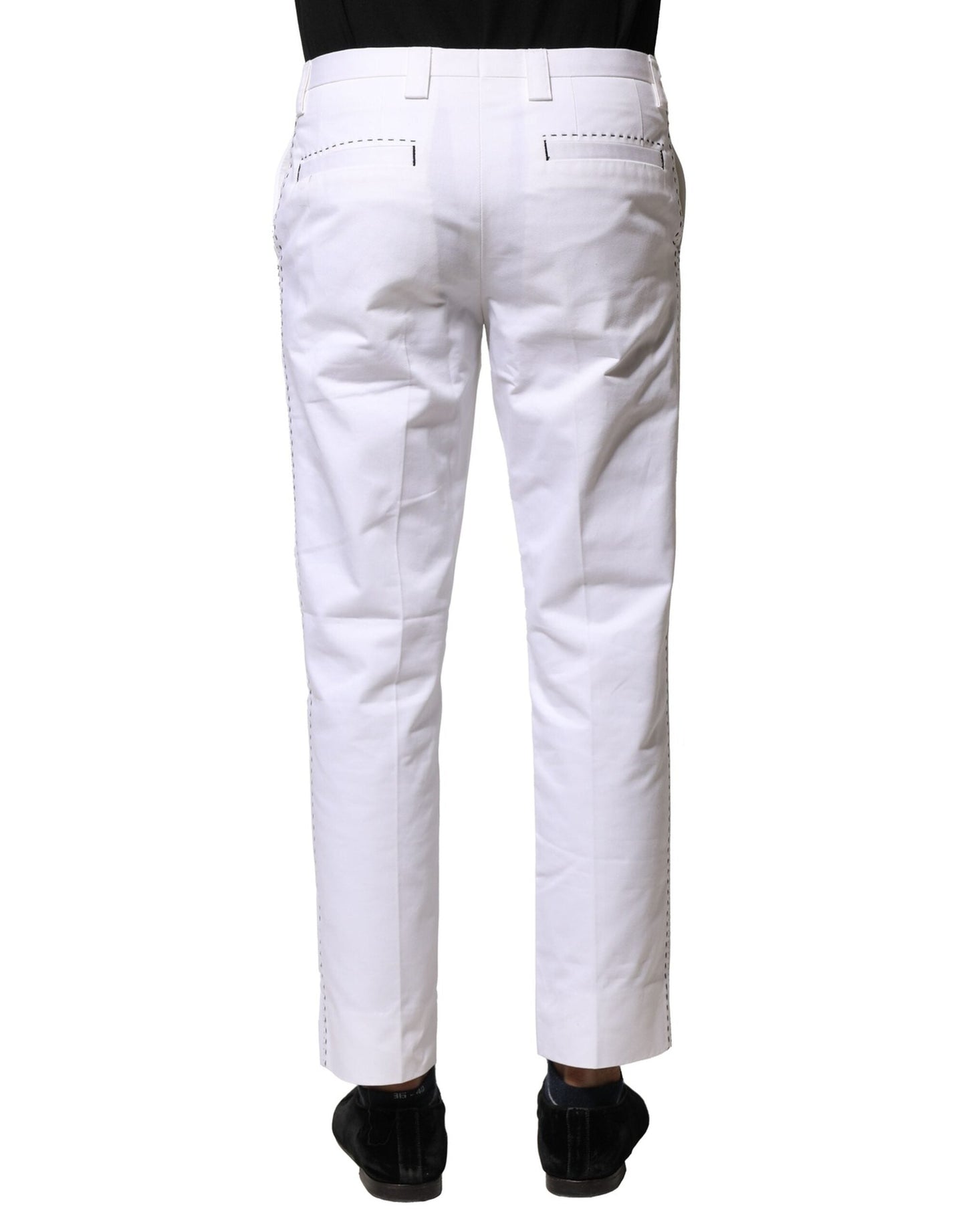 Dolce & Gabbana White Cotton Straight Logo Men Men's Pants