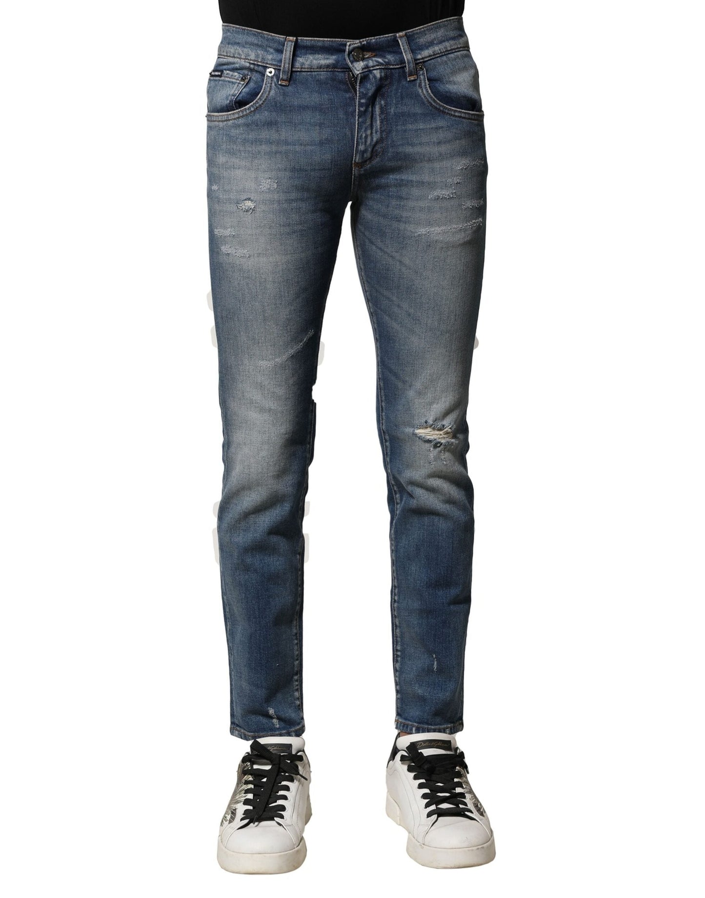 Dolce & Gabbana Blue Washed Cotton Slim Fit Men Denim Men's Jeans
