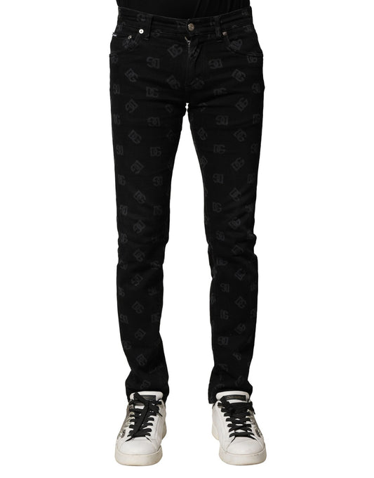 Dolce & Gabbana Black Cotton DG Logo Skinny Men Denim Men's Jeans ()