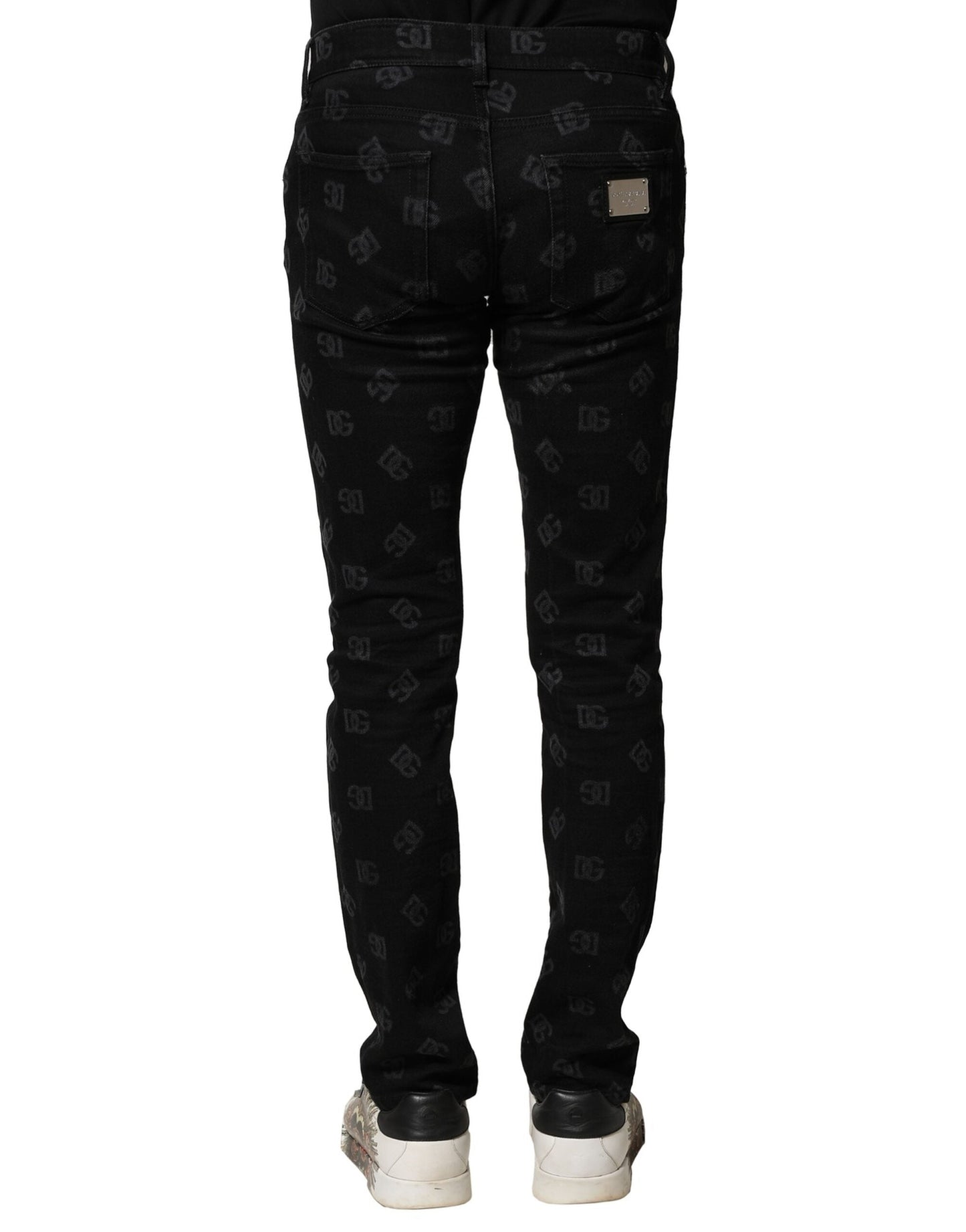 Dolce & Gabbana Black Cotton DG Logo Skinny Men Denim Men's Jeans ()