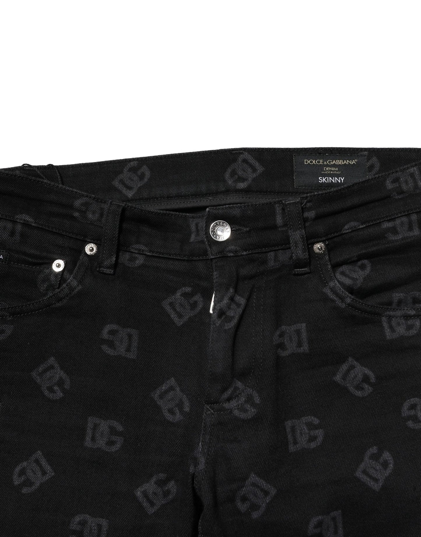 Dolce & Gabbana Black Cotton DG Logo Skinny Men Denim Men's Jeans ()
