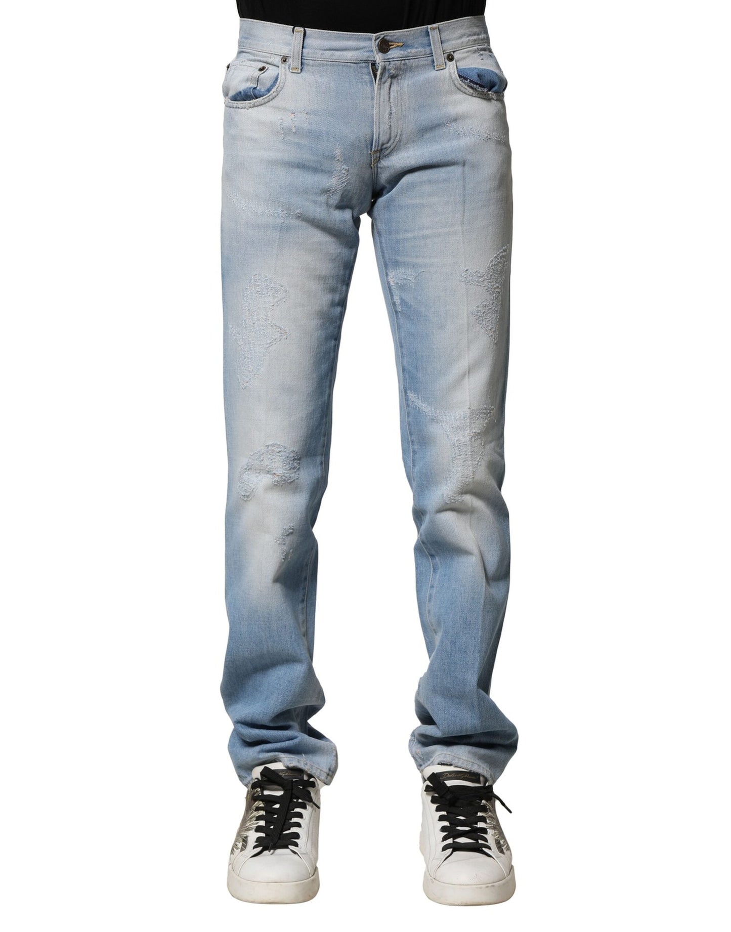 Dolce & Gabbana Light Blue Washed Straight Fit Denim Men's Jeans