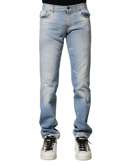 Dolce & Gabbana Light Blue Washed Straight Fit Denim Men's Jeans