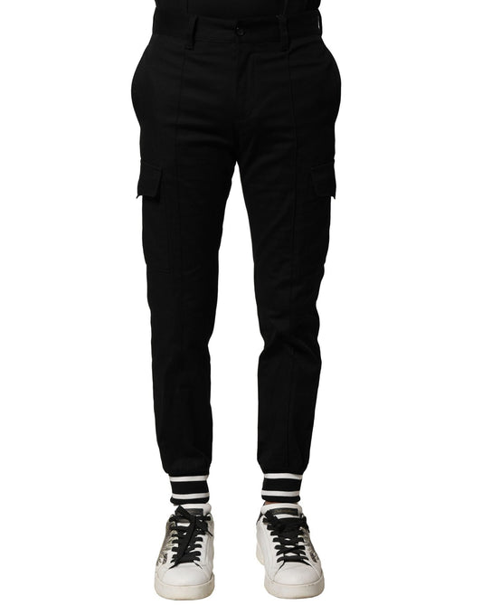Dolce & Gabbana Black Cotton Cargo Joggers Men Men's Pants