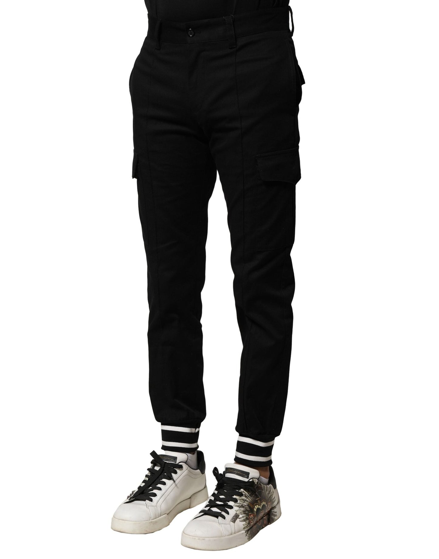 Dolce & Gabbana Black Cotton Cargo Joggers Men Men's Pants