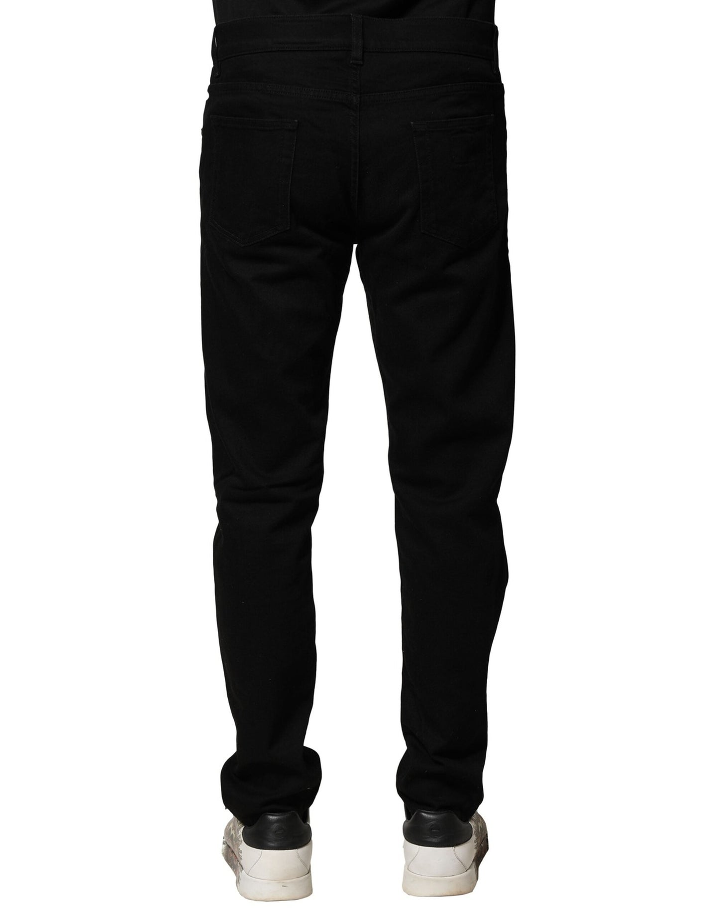Dolce & Gabbana Black Cotton Tattered Slim Fit Men Denim Men's Jeans ()