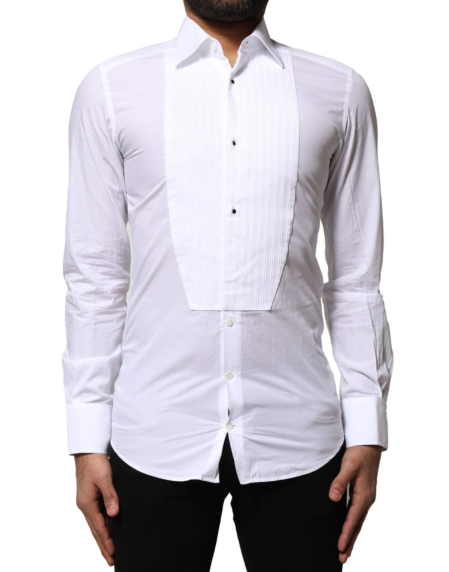 Dolce & Gabbana White GOLD Cotton Poplin Formal Dress Men's Shirt ()