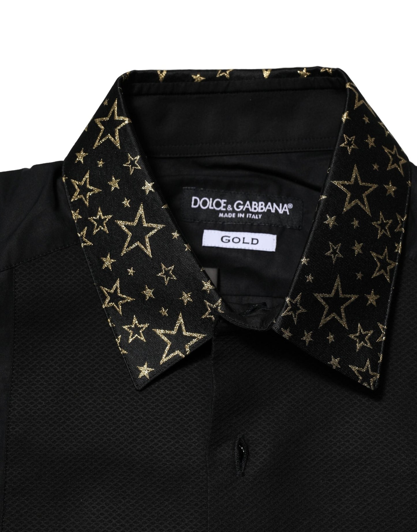 Dolce & Gabbana Black Cotton GOLD Long Sleeves Dress Men's Shirt ()