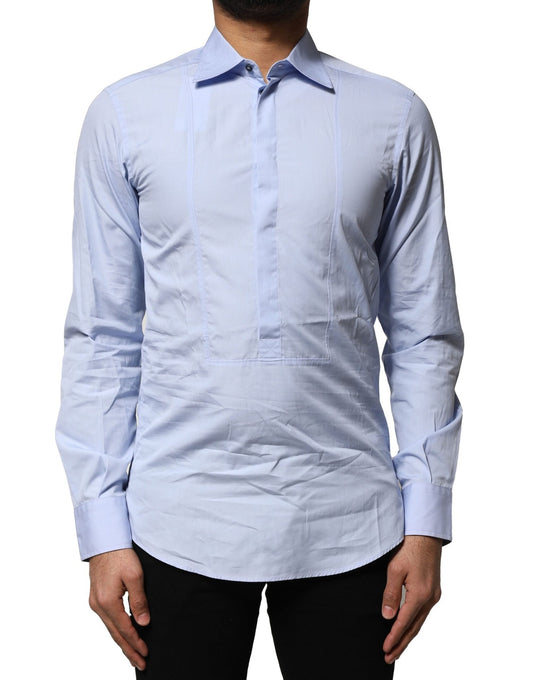 Dolce & Gabbana Light Blue Cotton Long Sleeves Dress Men's Shirt ()