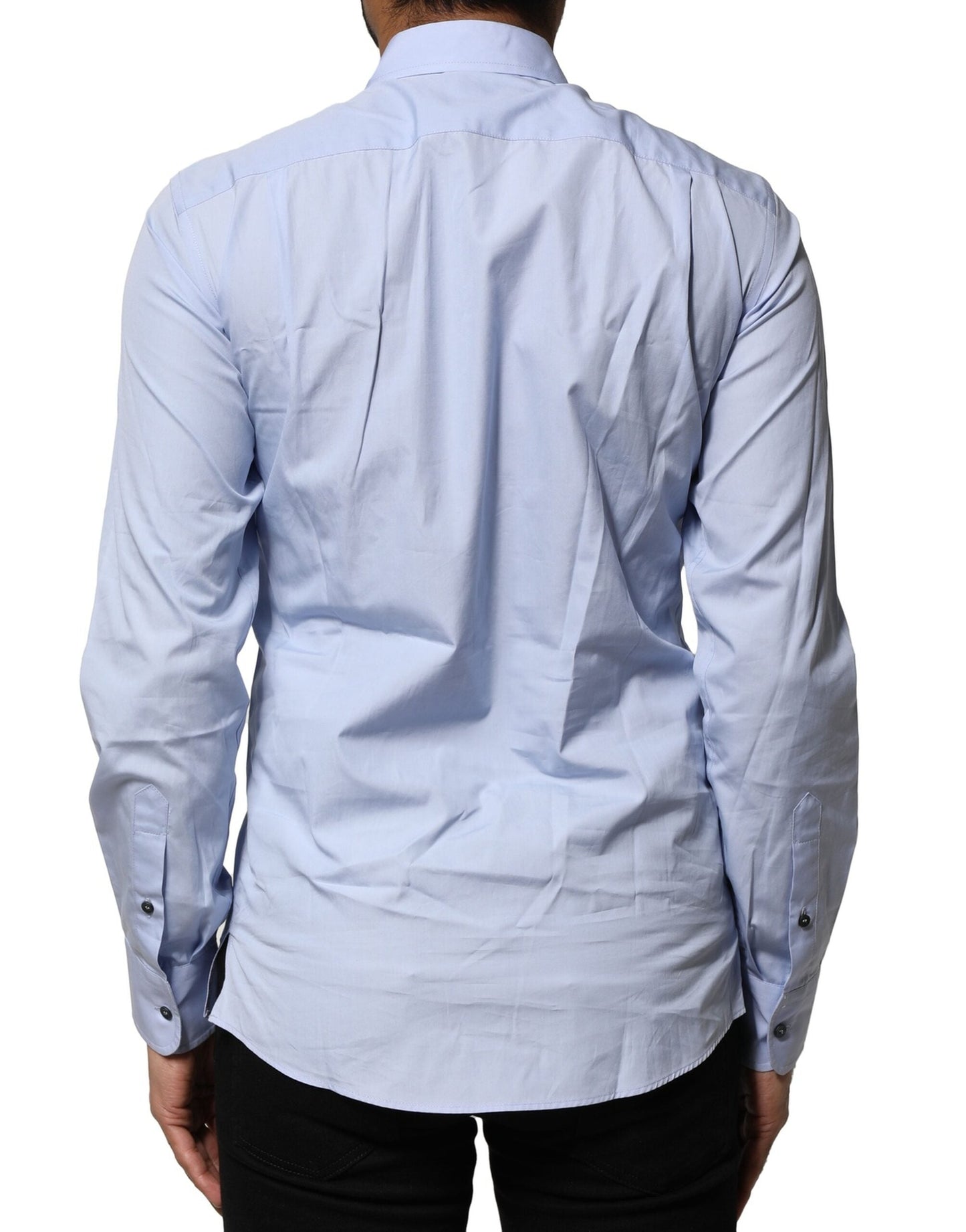 Dolce & Gabbana Light Blue Cotton Long Sleeves Dress Men's Shirt ()