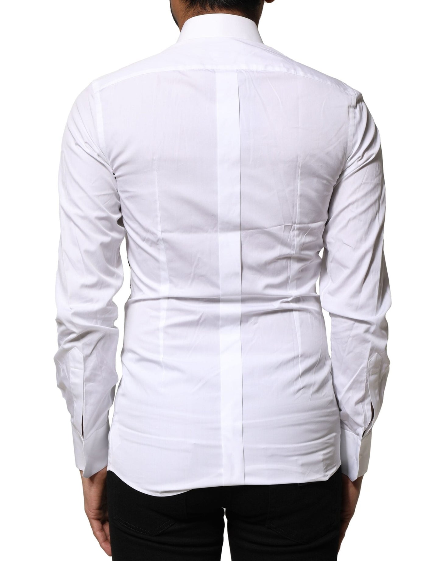 Dolce & Gabbana White GOLD Embroidery Detailed Dress Men's Shirt ()