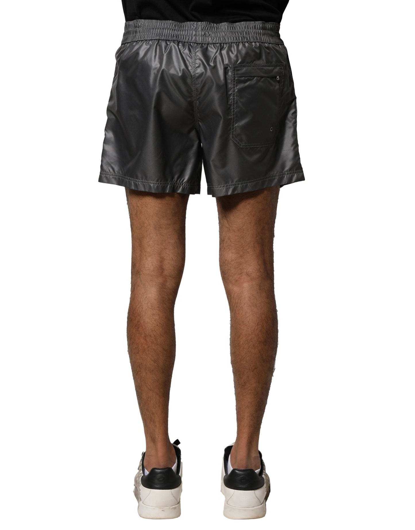Dolce & Gabbana Gray Polyester Mid Waist Casual Bermuda Men's Shorts