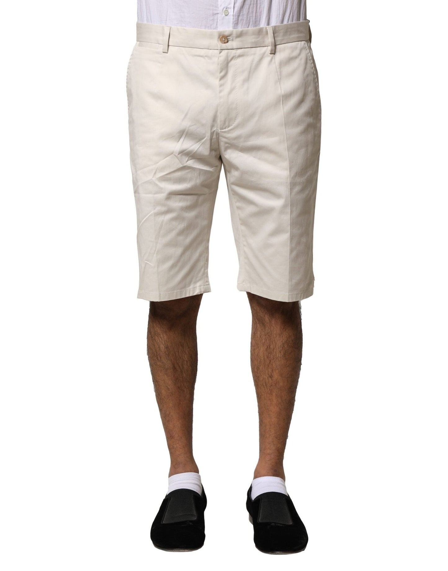 Dolce & Gabbana Beige Cotton Stretch Mid Waist Bermuda Men's Shorts