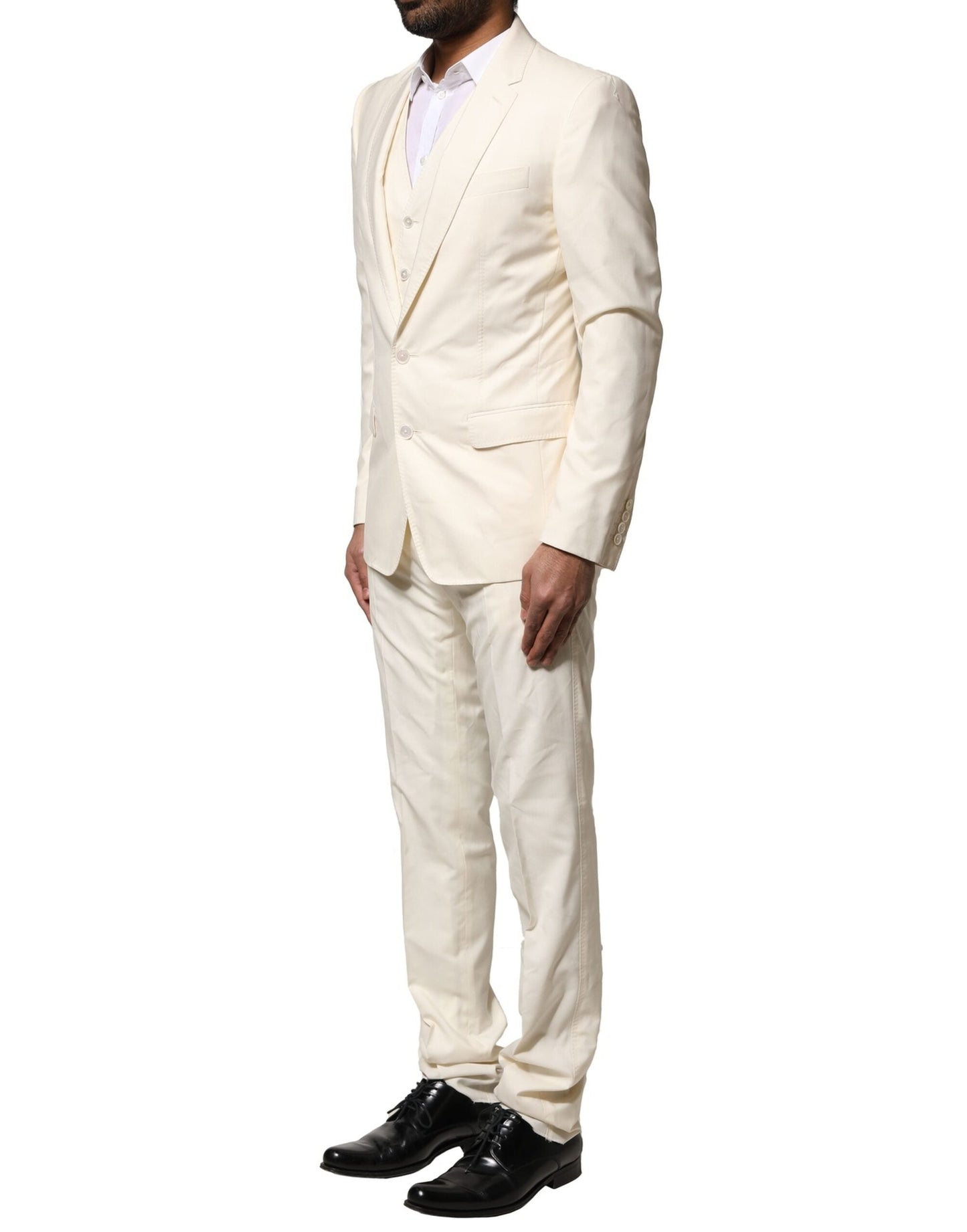 Dolce & Gabbana Ivory Wool 3 Piece Single Breasted Men's Suit ()