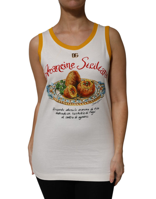 Dolce & Gabbana White Araneine Siciliane Sleeveless Tank Women's Top ()