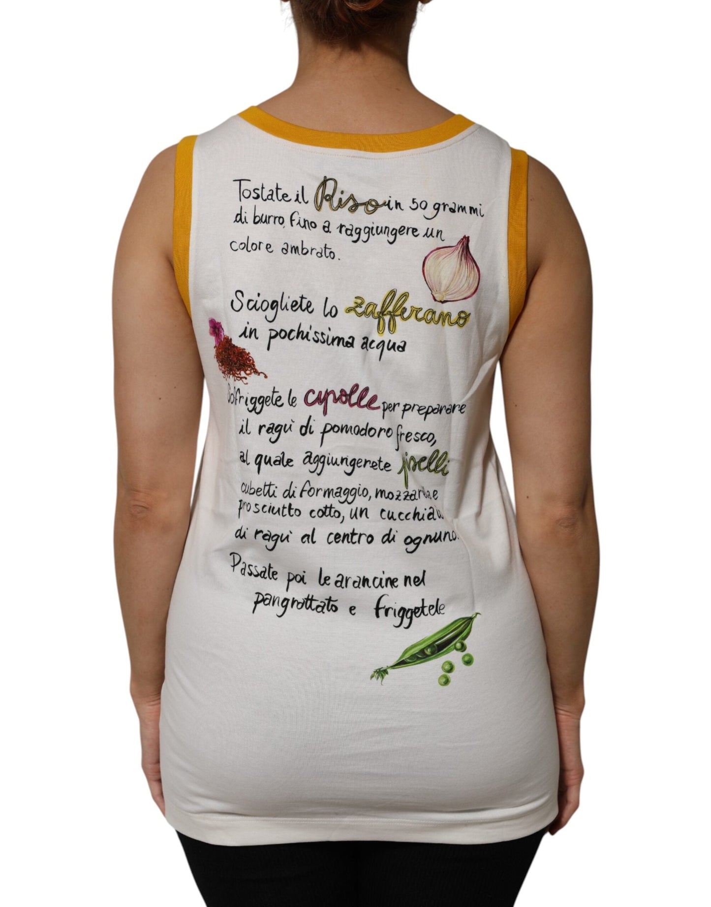 Dolce & Gabbana White Araneine Siciliane Sleeveless Tank Women's Top ()