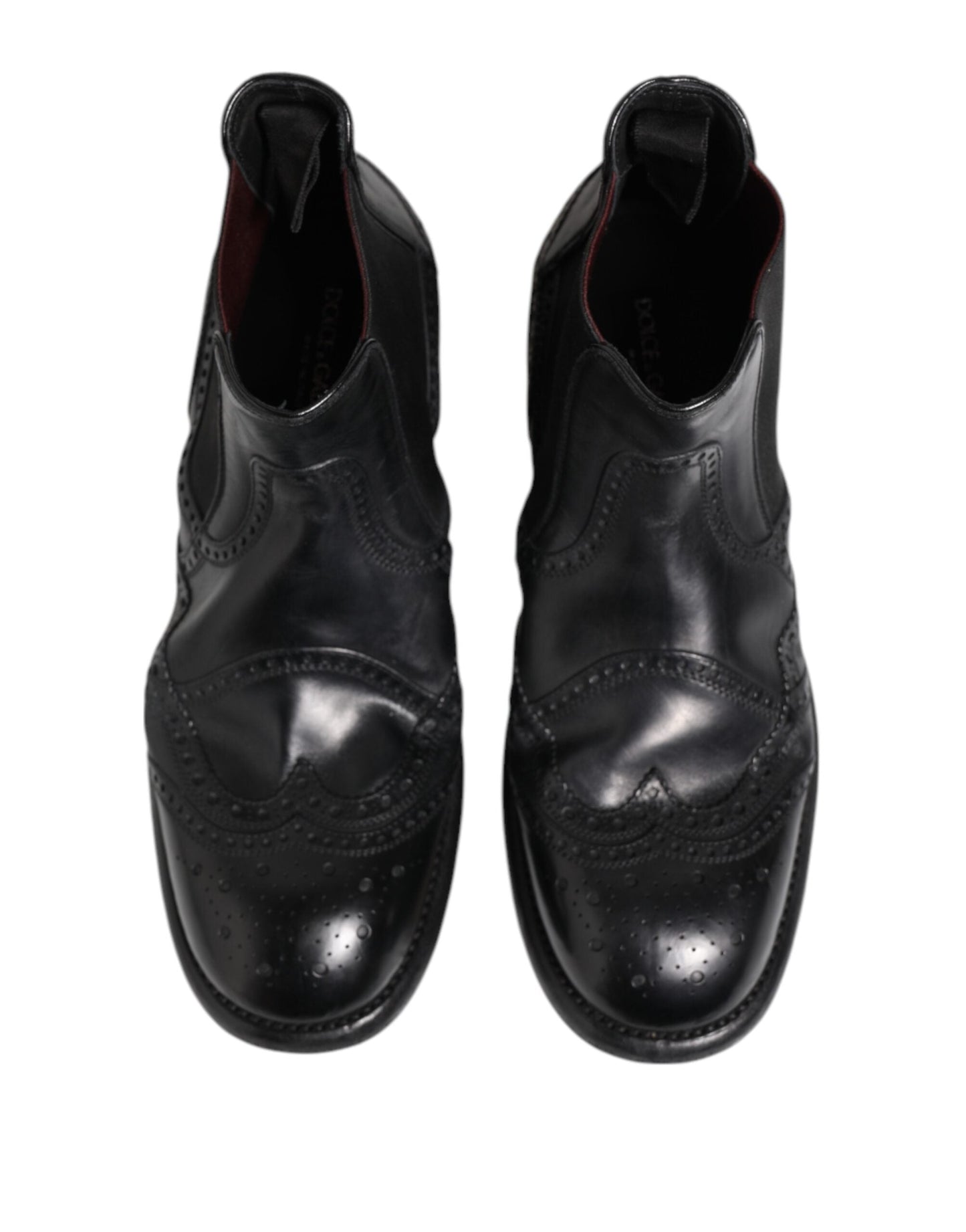 Dolce & Gabbana Black Leather Ankle Boots Slip On Men's Shoes