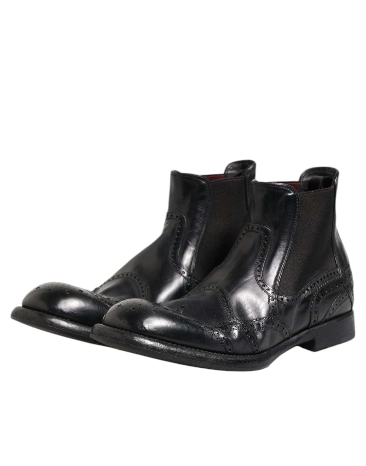 Dolce & Gabbana Black Leather Ankle Boots Slip On Men's Shoes