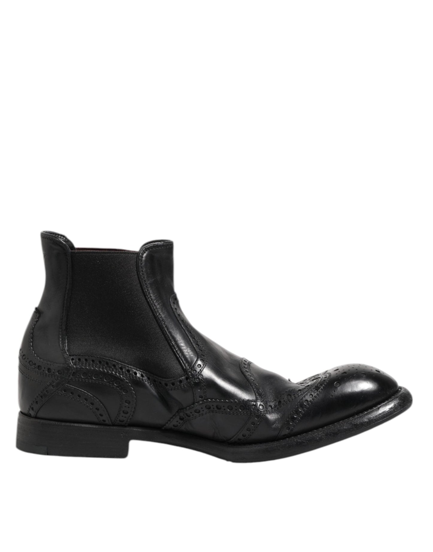 Dolce & Gabbana Black Leather Ankle Boots Slip On Men's Shoes