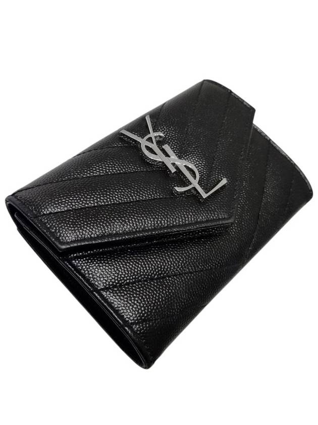 Saint Laurent 414404 Monogram Envelope Silver Logo Card Business Holder