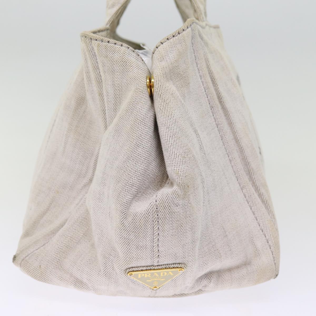 PRADA Canapa MM Hand Bag Canvas 2way Gray  77360