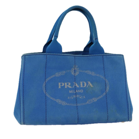 PRADA Canapa MM Hand Bag Canvas Blue  77361