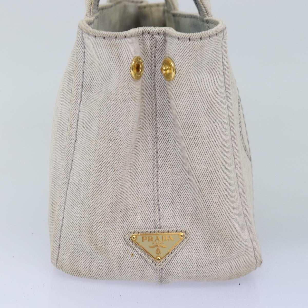 PRADA Canapa PM Hand Bag Canvas 2way White  77362