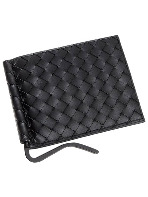 Bottega Veneta Intrecciato Money Clip Card Wallet Black