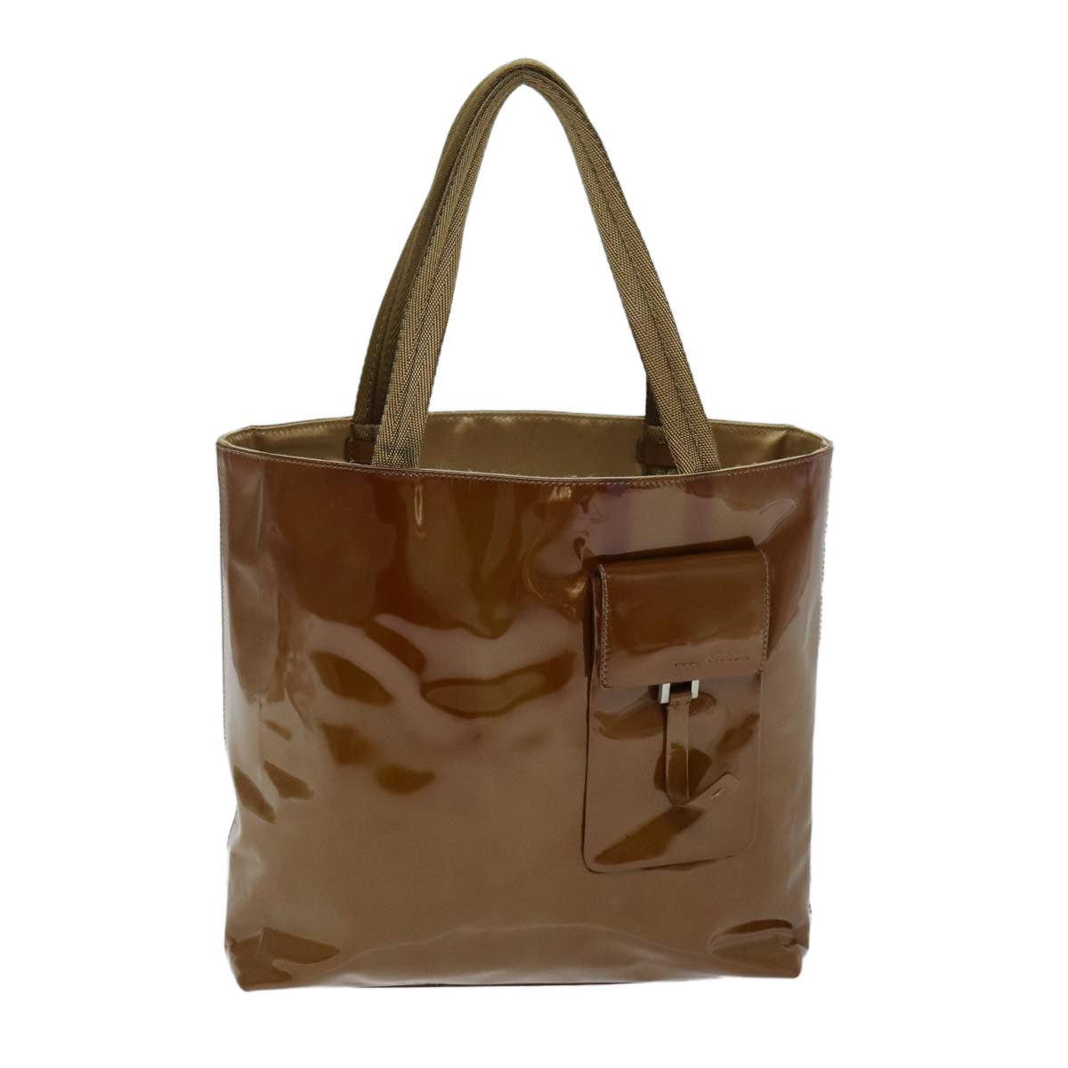 PRADA Tote Bag Enamel Brown  77476