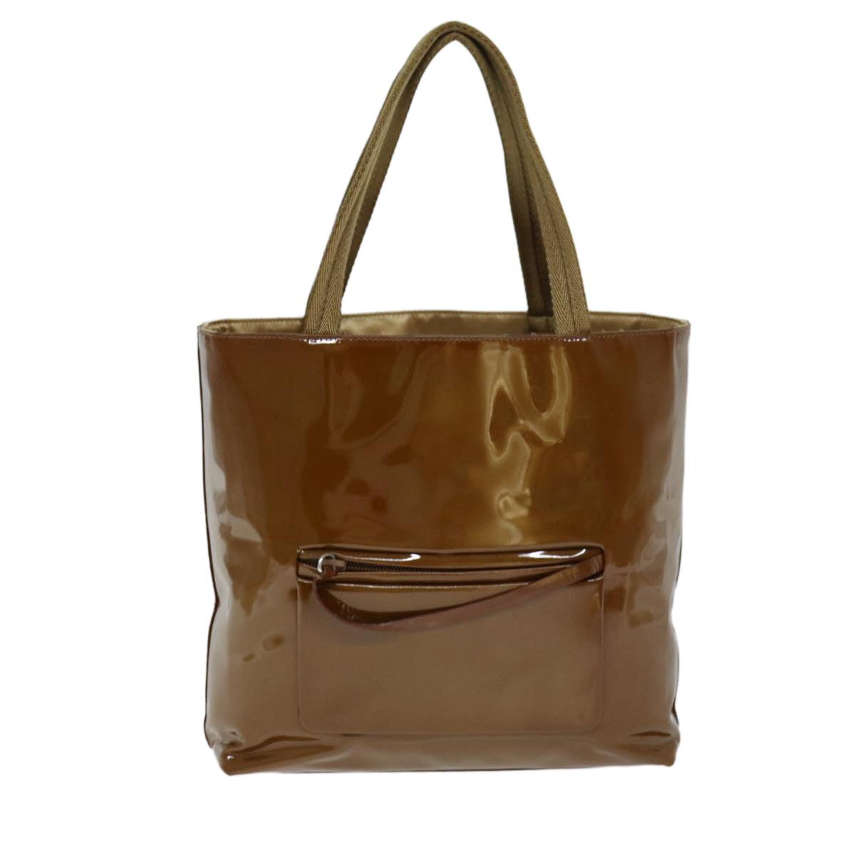 PRADA Tote Bag Enamel Brown  77476