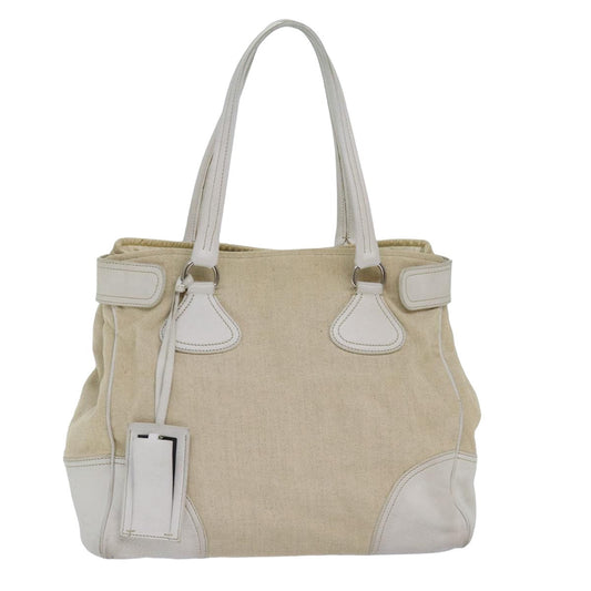PRADA Tote Bag Canvas White  77641
