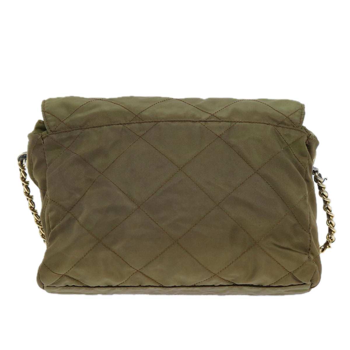 PRADA Chain Shoulder Bag Nylon Khaki  77728