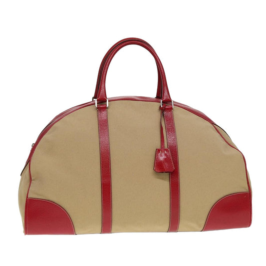 PRADA Boston Bag Canvas Beige  77729