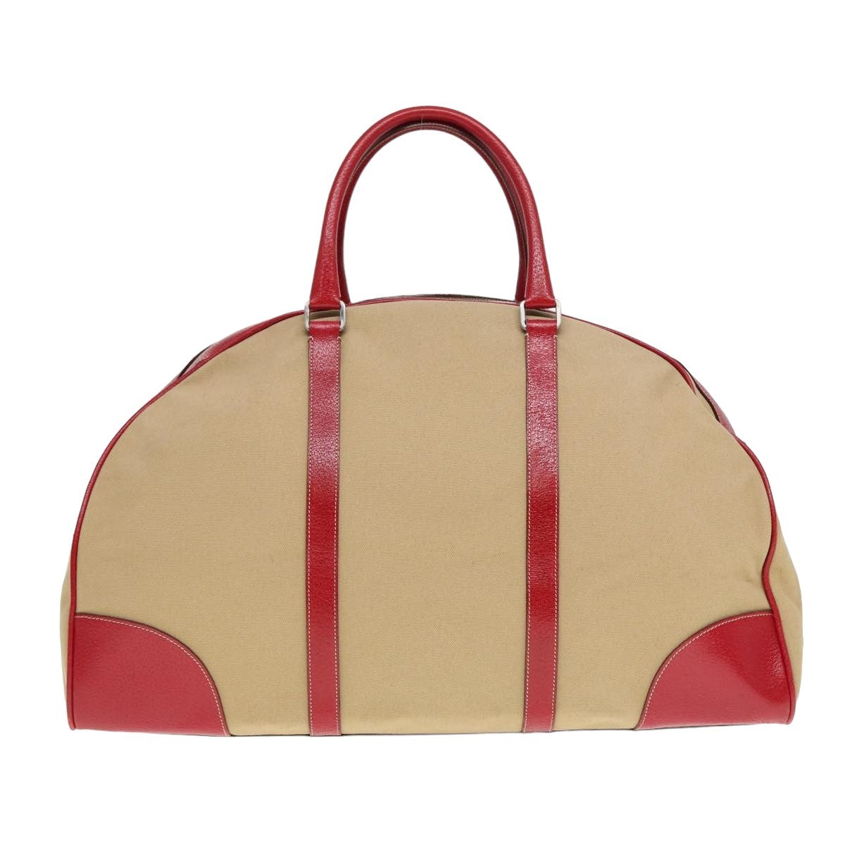 PRADA Boston Bag Canvas Beige  77729
