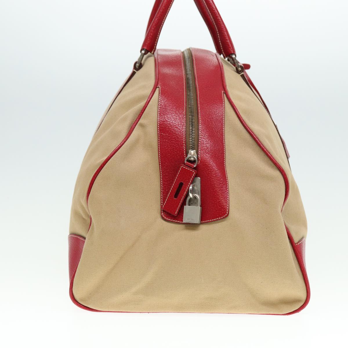 PRADA Boston Bag Canvas Beige  77729