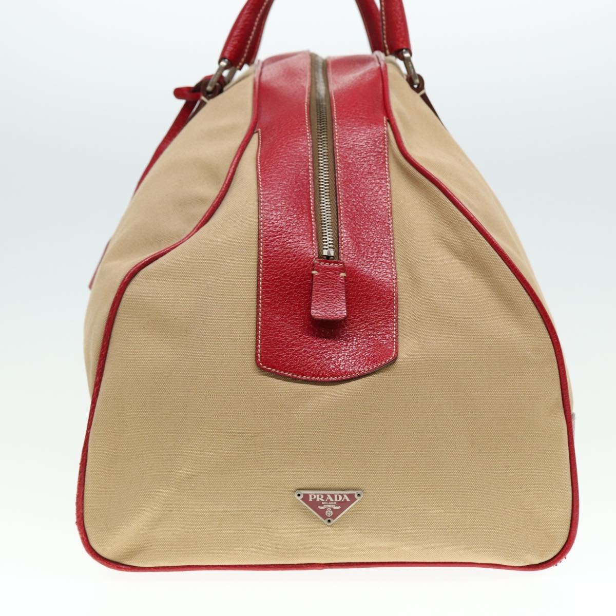 PRADA Boston Bag Canvas Beige  77729