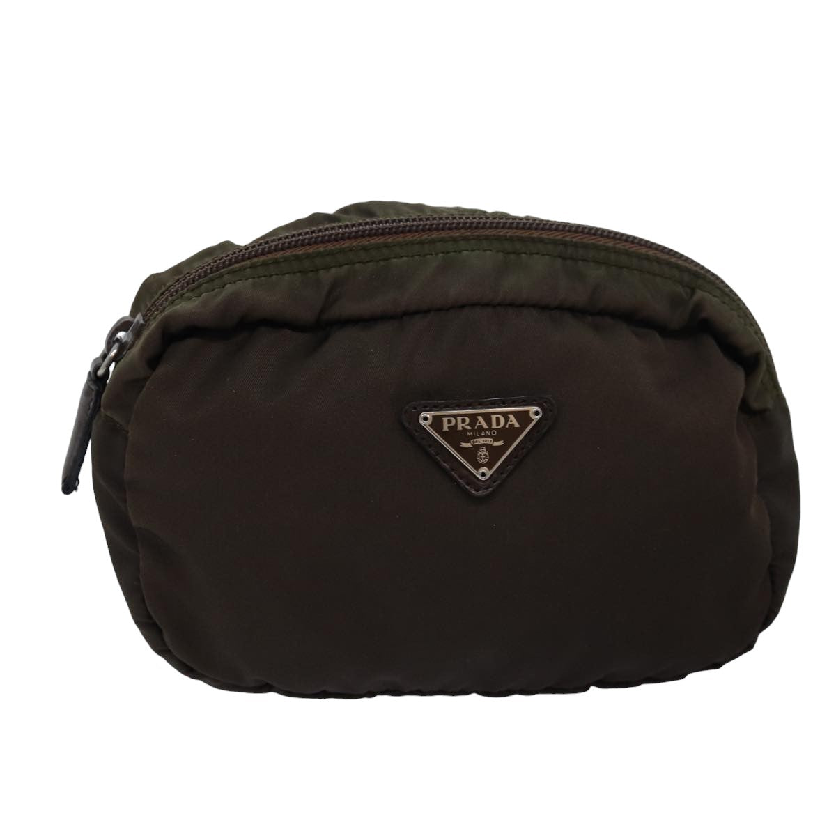 PRADA Pouch Nylon Khaki  77777