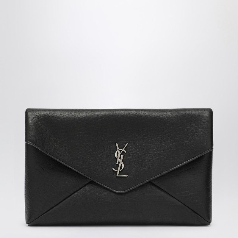 Saint Laurent Cassandre Large Black Envelope Clutch Bag With Logo Men