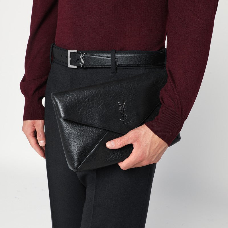 Saint Laurent Cassandre Large Black Envelope Clutch Bag With Logo Men