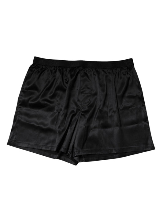 Dolce & Gabbana Black Silk Regular Men Boxer Shorts Men's Underwear