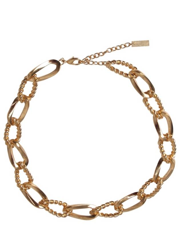 Saint Laurent Women's Bi-Texture Chain Choker in Metal Gold