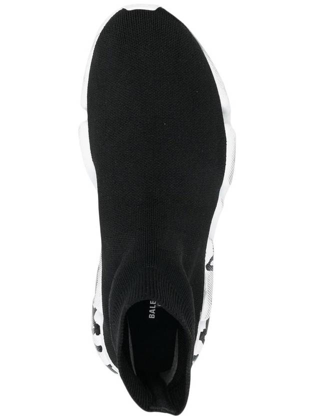 Balenciaga Speed 2.0 Graffiti Knit High Top Sneakers Black
